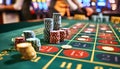 roulette table with chips Royalty Free Stock Photo