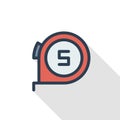 Roulette thin line flat color icon. Linear vector symbol. Colorful long shadow design.