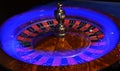 Roulette wheel with blue light streak