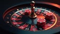 Roulette Wheel With Chips And Marker Royalty Free Stock Photo