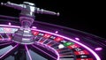 Roulette Wheel Concept Design. Online Casino Gambling Roulette 3D Realistic With Neon Lights - 3D Illustration