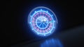 Roulette Wheel Concept Design. Online Casino Gambling Roulette 3D Realistic With Neon Lights - 3D Illustration Royalty Free Stock Photo