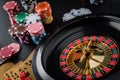 Roulette wheel gambling in a casino table. Royalty Free Stock Photo