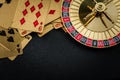 Roulette wheel gambling in a casino table. Royalty Free Stock Photo