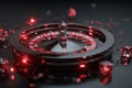 Roulette wheel with red and black numbers on dark background with glowing light Royalty Free Stock Photo