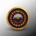 Roulette wheel vector casino fortune gold spin circle. Roulette realistic icon black vegas game background Royalty Free Stock Photo