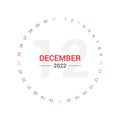 December 2022 Planner Circle Calendar. Saturday and Sunday weekend.