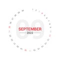 September 2022 Planner Circle Calendar. Saturday and Sunday weekend.