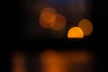 Round abstract geometric colored bright orange lights, many circles, night city Royalty Free Stock Photo