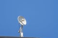 White round antenna in blue sky