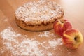 Round apple pie with crumbles Royalty Free Stock Photo