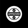 Round approved stamp isolated on black background Royalty Free Stock Photo