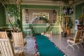 Round arch for the ceremony with candles the floor