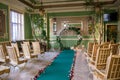 Round arch for the ceremony with candles the floor