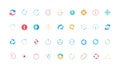 Round arrows to refresh and recycle, restart and reload, loop shape sign color icon set