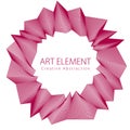 Round artistic frame, vector abstract linear art with copy space