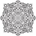 Round asymmetrical decorative element - lace mandala in zentangle style. Stylized vector flower for design or tattoo. Royalty Free Stock Photo