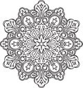 Round asymmetrical decorative element - lace mandala in zentangle style. Stylized vector flower for design or tattoo. Royalty Free Stock Photo