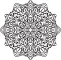 Round asymmetrical decorative element - lace mandala in zentangle style. Stylized vector flower for design or tattoo. Royalty Free Stock Photo