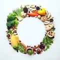 Round background with colorful vegetable ingredients ai generated