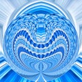 The round background is twisted with bluish colors and shapes