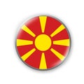 Round badge in the colors of the North Macedonia flag. Isolated on white background. Design element. 3D illustration Royalty Free Stock Photo