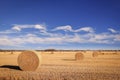 Round bails of hay in a farmers field Royalty Free Stock Photo