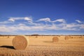 Round bails of hay in a farmers field