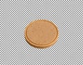 Round baked cookie with embossed logo on a plain background Royalty Free Stock Photo