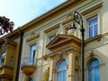 Round balcony and bay window on old residential building in Zagreb Royalty Free Stock Photo