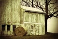 Round Bale and Barn sepia