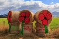 Anzac Day poppies painted on hay bales Royalty Free Stock Photo