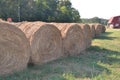 Round Bales Of Hay On A Farm