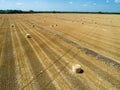 Round bales are bales of hay, straw or forage rolled in the shape of a large cylinder. When the legumes grow to a Royalty Free Stock Photo