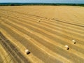 Round bales are bales of hay, straw or forage rolled in the shape of a large cylinder. When the legumes grow to a Royalty Free Stock Photo