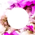 Round banner, Purple and pink shades watercolor background