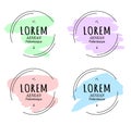 Round banners with paint stroke on white background. Vector illustration.