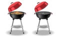 Round barbecue, BBQ charcoal grill empty and with burning flame, fire and hot coals Royalty Free Stock Photo