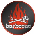 round barbecue BBQ sticker with red flames
