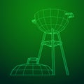 Round barbecue grill. Outdoor bbq party. Wireframe low poly