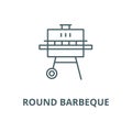 Round barbeque vector line icon, linear concept, outline sign, symbol Royalty Free Stock Photo