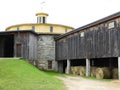 Shaker Round Barn attachment wood barn building Royalty Free Stock Photo