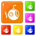 Round bathyscaphe icons set vector color