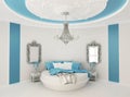 Round bed in baroque interior. Royalty Free Stock Photo