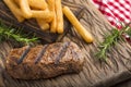 Round beef roast - Fried yucca. Top view Royalty Free Stock Photo
