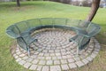 Round bench of metal open fort resting, discussing and sitting