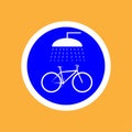 Round bicycle icon point for washing the bicycle ,black thin line on white background - vector illustration