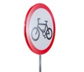 Round Bicyle road sign isolated on white background