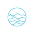 Round bio emblem in a circle linear style. blue water wave logo. Vector abstract badge for design of natural products