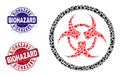 Biohazard Mosaic of Fractions with Biohazard Distress Seal Stamps